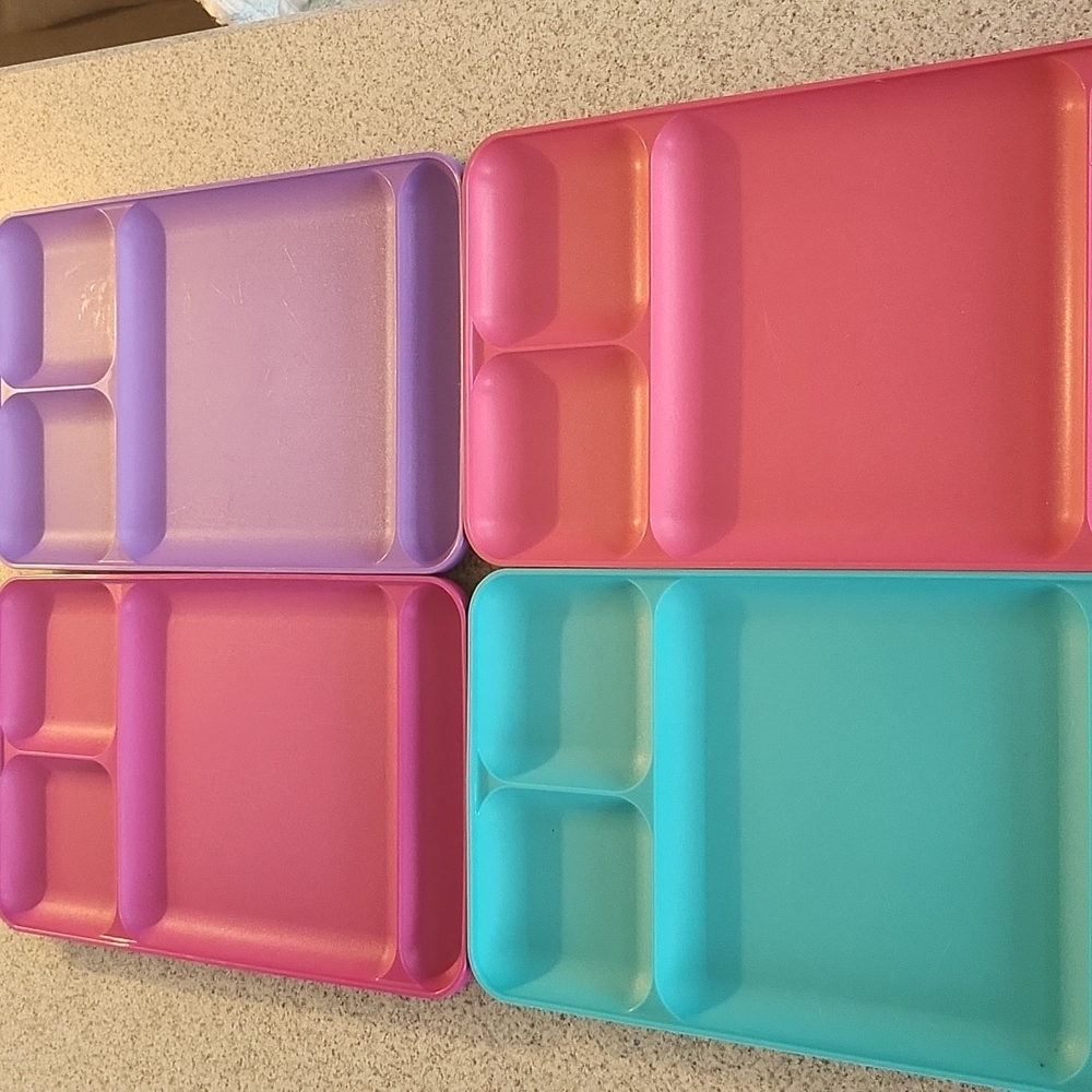 Set of 4 Tupperware Divided Plates.